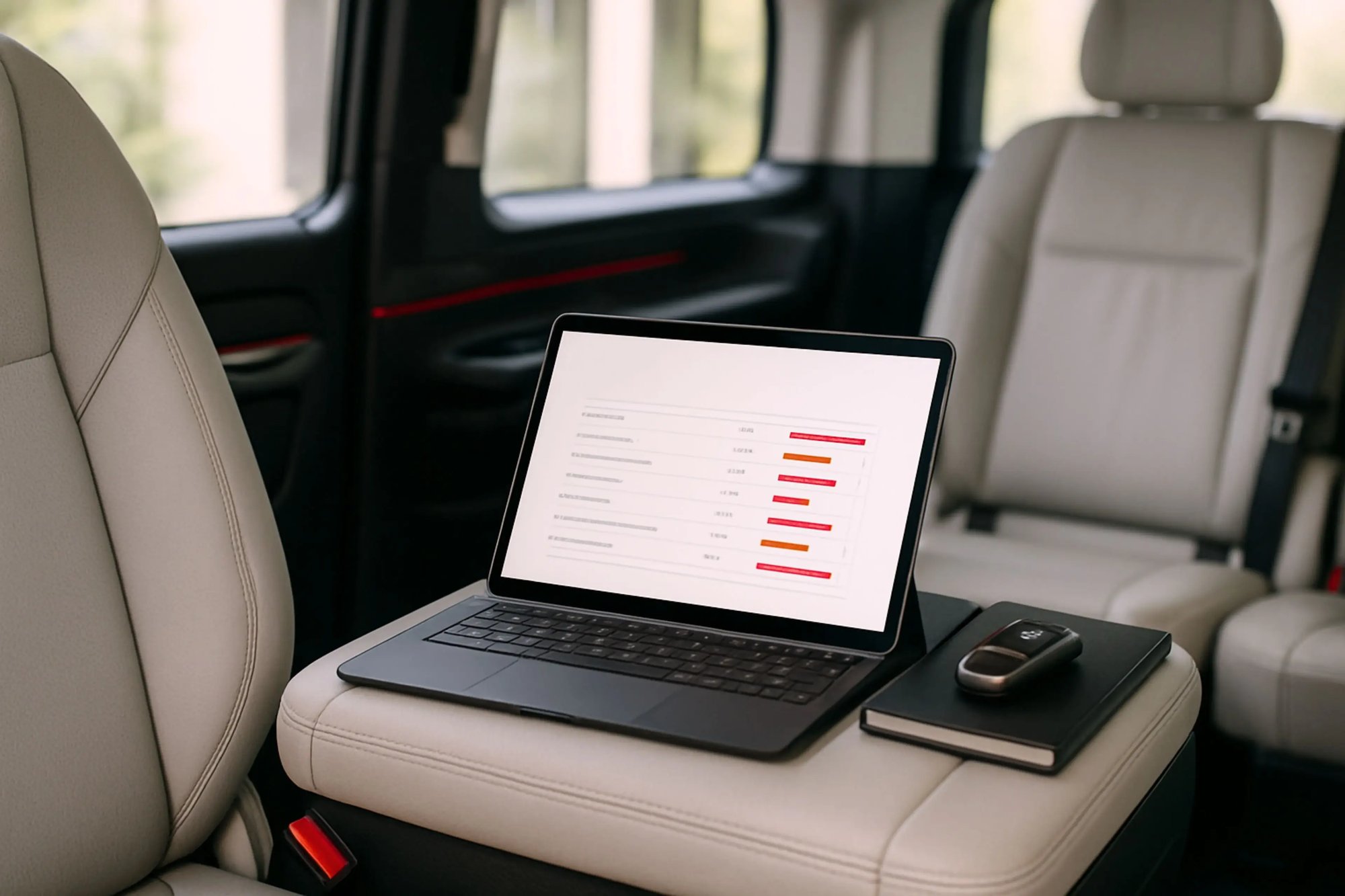 Regular company shuttles - planned journey overview in the vehicle