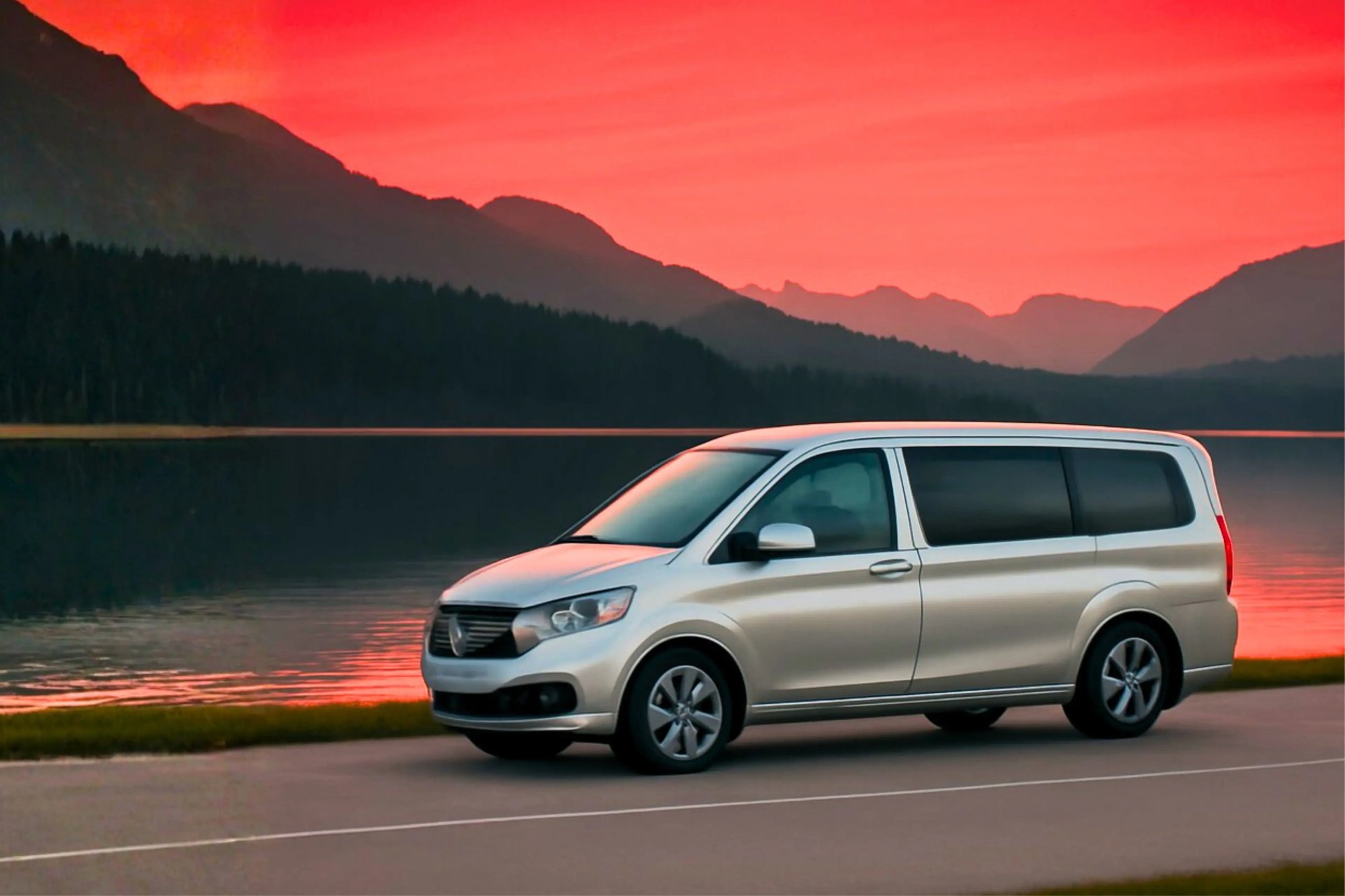 Tours and round trips with chauffeur - vehicle in landscape at sunset