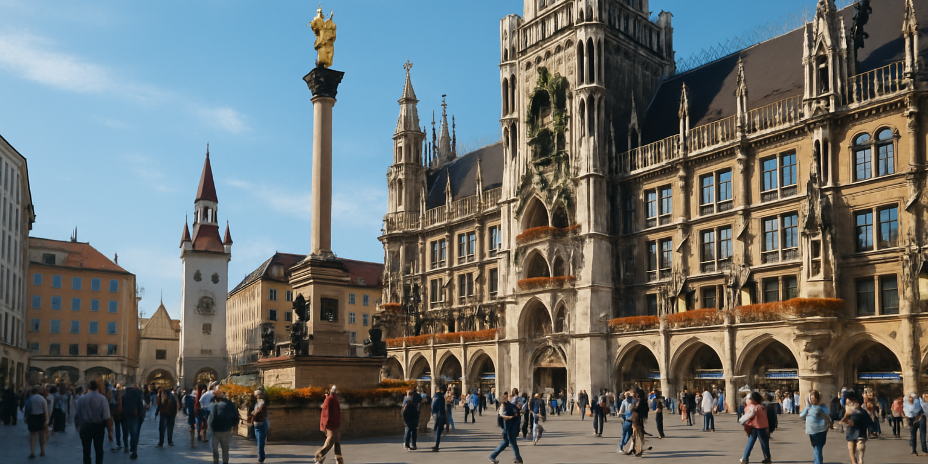 Marienplatz München bei sonnigem Wetter