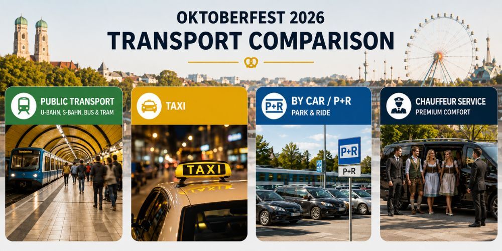 Comparison table of all travel options for Oktoberfest 2026